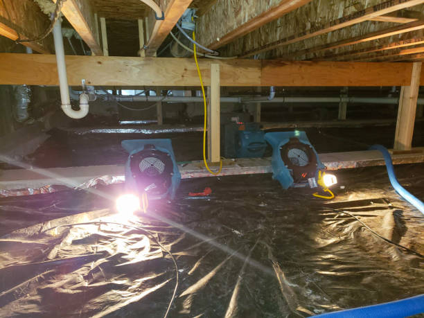 Water Damage Crawl Space A crawl space with air mover to dry out the structure. restoring stock pictures, royalty-free photos & images