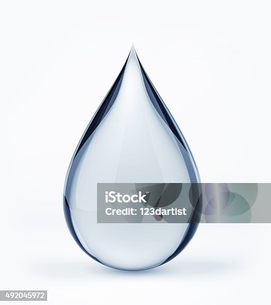 istock 3D water drop on white 492045972