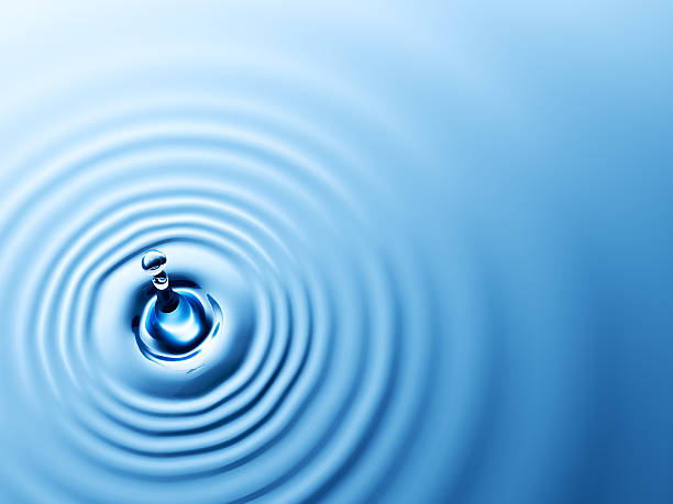 Water Drop Top view of a water drop with ripples impact stock pictures, royalty-free photos & images