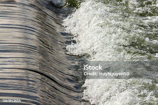 istock Water Flowing Over Dam Spillway. 1361843654