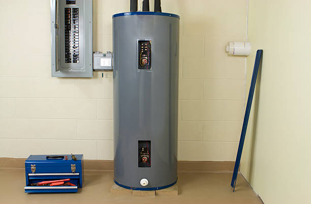 water heater inside a building - boiler stockfoto's en -beelden
