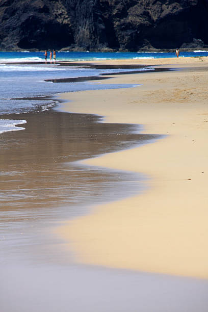 Water line, Porto Santo beach stock photo