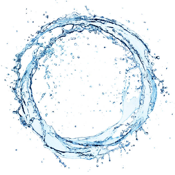 Water Splash In Circle - Round Shape On White Freeze of splashing water swirl drinking water photos stock pictures, royalty-free photos & images