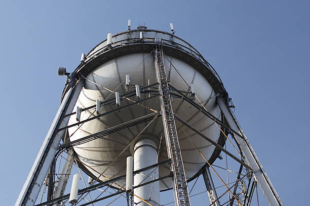 Water Tower with Cell Phone Antennae -View #2 stock photo