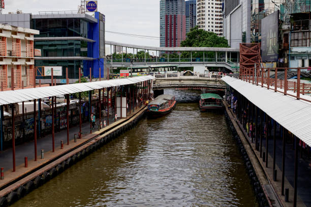 Water transportation in Bangkok, Thailand. stock photo