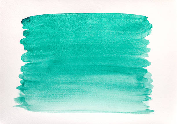 watercolor background. hand painted paper in emerald green color stock photo