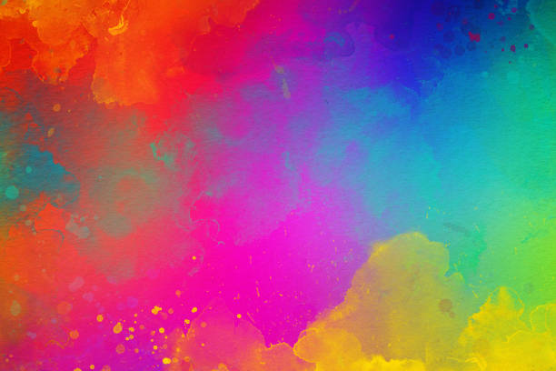 aquarell malerei hintergrund - regenbogen stock-fotos und bilder