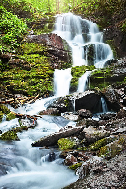 Waterfall in Carpathians stock photo