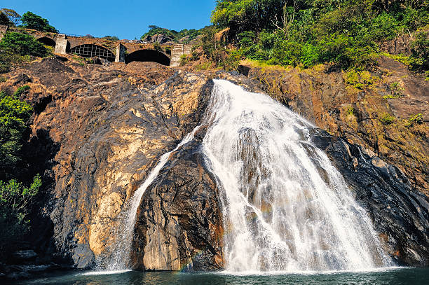 Waterfall in Goa stock photo