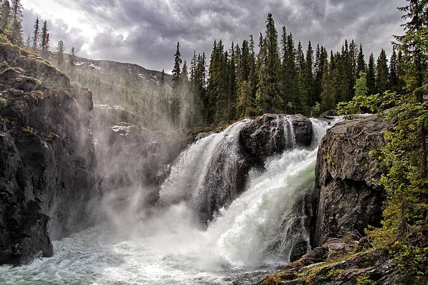 Waterfall, Nature in Norway stock photo