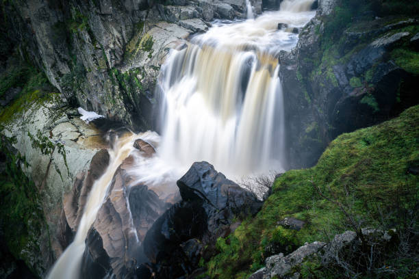 Waterfall of Pozo de los Humos, Salamanca province, Spain stock photo