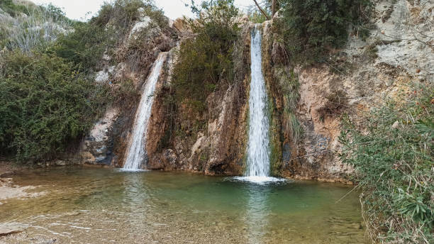 Waterfall Valanaris in Ntrafi, Penteli, Attica, Greece stock photo