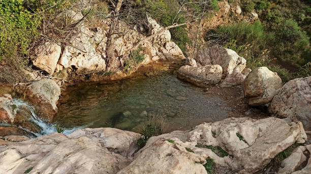 Waterfall Valanaris in Ntrafi, Penteli, Attica, Greece stock photo