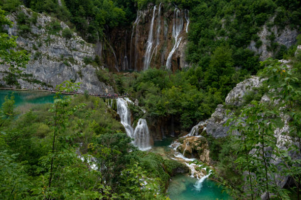Waterfalls at Plitvice Lakes stock photo