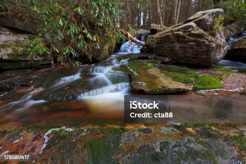 istock Waterfalls, tannin colored stream and rocks 178580417