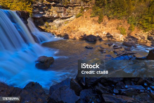 istock Waterfalls, tannin colored stream and rocks 178785994