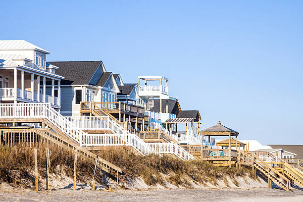 Waterfront homes. Surf City, North Carolina. Waterfront homes, Surf City. north carolina beach stock pictures, royalty-free photos & images