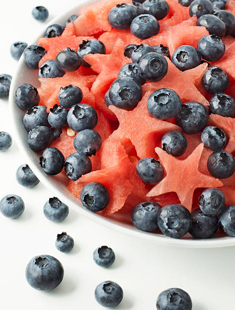 Watermelon and blueberry salad stock photo