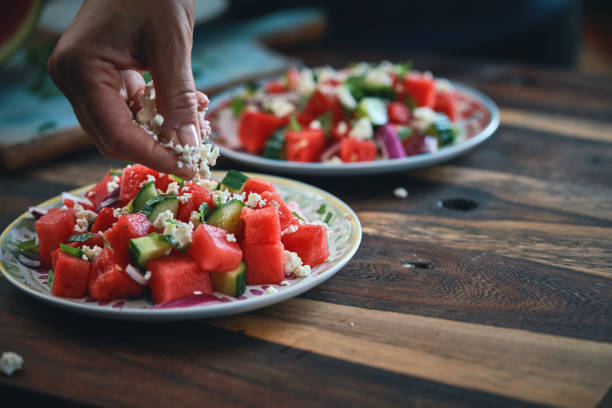 Watermelon Cucumber Salad stock photo