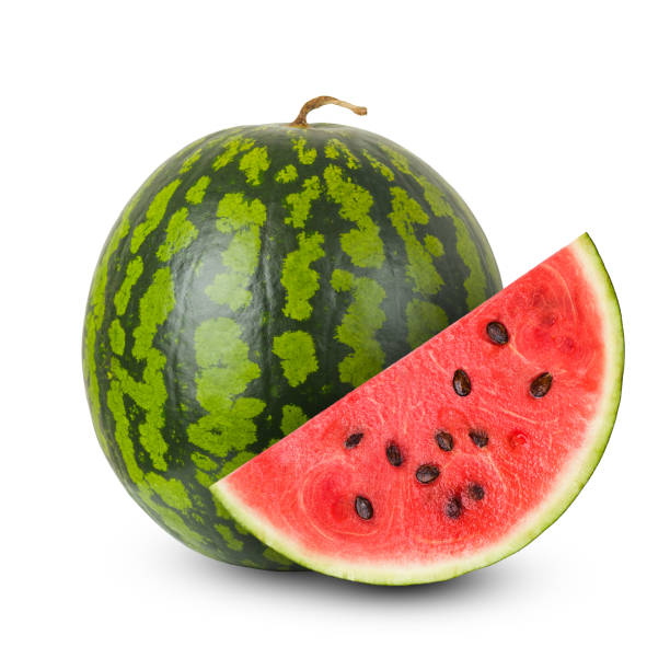 watermeloen op een witte achtergrond, geïsoleerd - watermeloen stockfoto's en -beelden