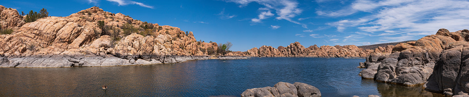 Watson Lake is located near Prescott, Arizona and is surrounded by a rock formation called the Granite Dells.