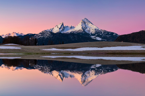 Watzmann In Alps Dramatic Reflection At Sunrise National Park ...