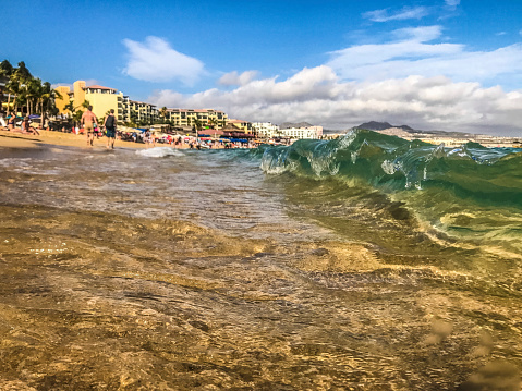 Wave Breaking on Medano Beach in Cabo San Lucas, Los Cabos, Mexico.