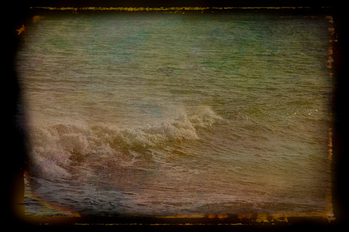 Waves breaking in the North Sea at Sunderland near Roker Pier.