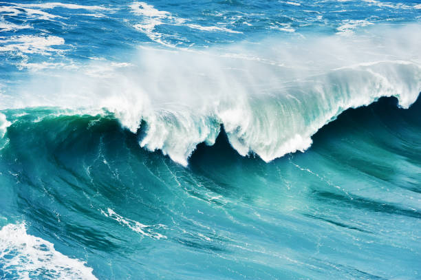onde sulla costa dell'oceano atlantico - nazaré foto e immagini stock