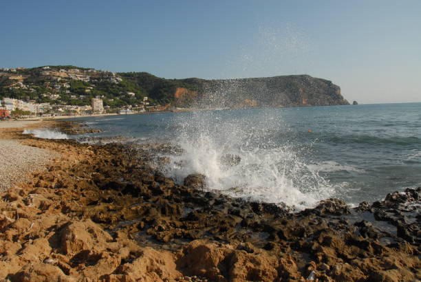 waves / surf on the mediterranean - javea / spain - sturm imagens e fotografias de stock