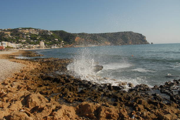 waves / surf on the mediterranean - javea / spain - sturm imagens e fotografias de stock