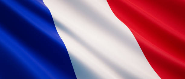 drapeau de ondulation de la france - drapeau français photos et images de collection