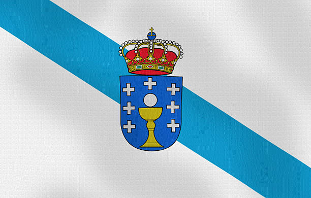 Waving Flag of Galicia Spain Series stock photo