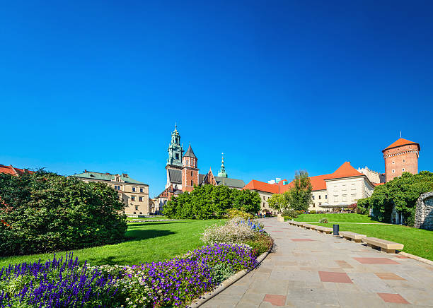 Wawel Castle and cathedral square Cracow stock photo