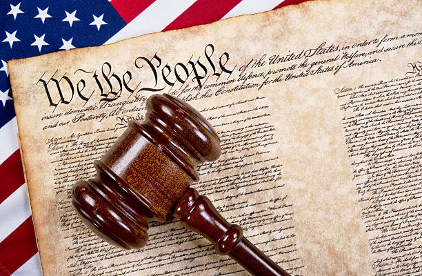 We the People. Bill of rights, we the people with wooden gavel and American flag. bills patriots stock pictures, royalty-free photos & images