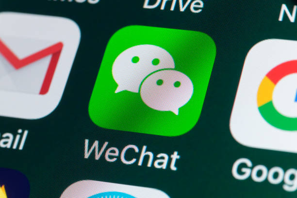 WeChat, Google, Gmail and other Apps on iPhone screen stock photo