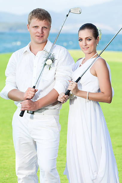 Wedding golf stock photo