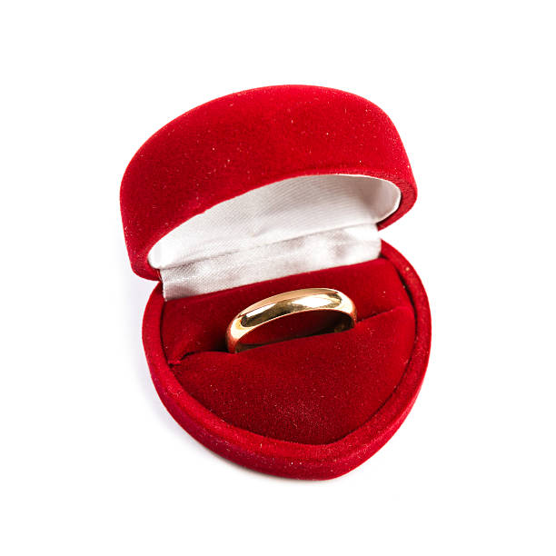 wedding ring in a velvet red box wedding ring in a velvet red box wedding ring box stock pictures, royalty-free photos & images