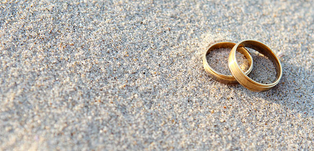 Wedding Rings on the Beach stock photo