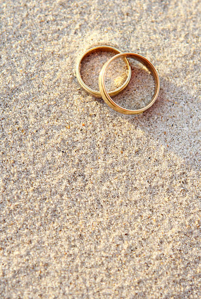 Wedding Rings on the Beach stock photo