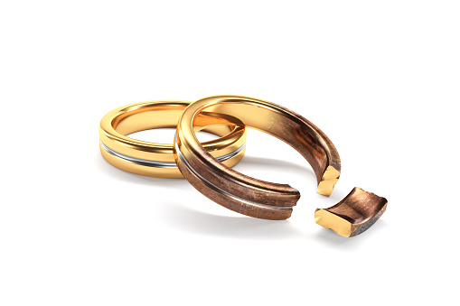 Wedding Rings Symbolizing The Divorce Between Two People Wedding Rings Symbolizing The Divorce Between Two People