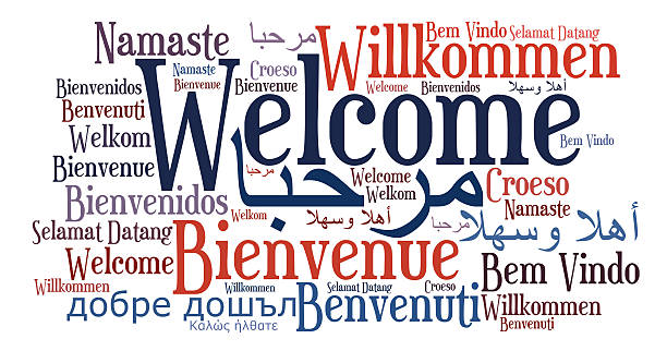 welcome phrase in different languages - welcome bildbanksfoton och bilder