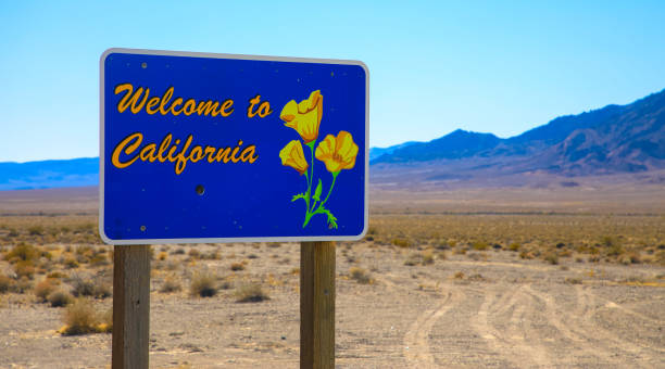 Welcome to california road sign stock photo