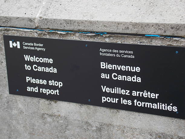 Welcome to Canada Border Security Sign stock photo