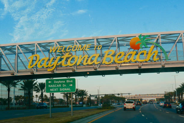 Welcome to Daytona Beach sign stock photo