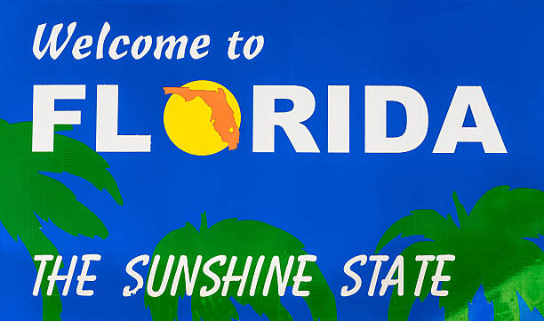 Welcome to Florida road sign Welcome to Florida road sign florida us state photos stock pictures, royalty-free photos & images