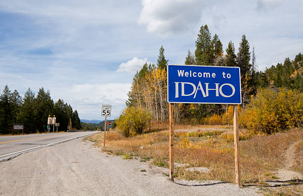 Welcome to Idaho Road Sign stock photo