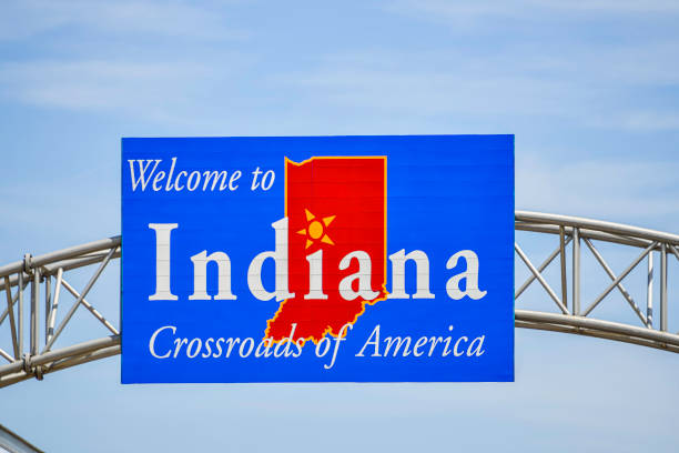 Welcome to Indiana Sign stock photo