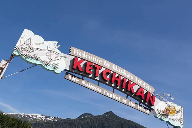 Welcome to Ketchikan Sign, Alaska stock photo