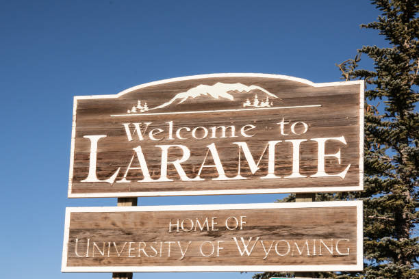 Welcome to Laramie Sign stock photo